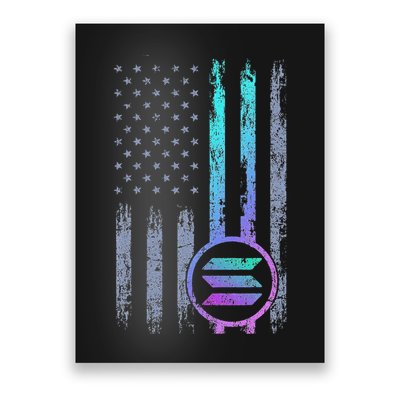 Solana Crypto Blockchain Solana Coin Distressed Usa Flag Poster