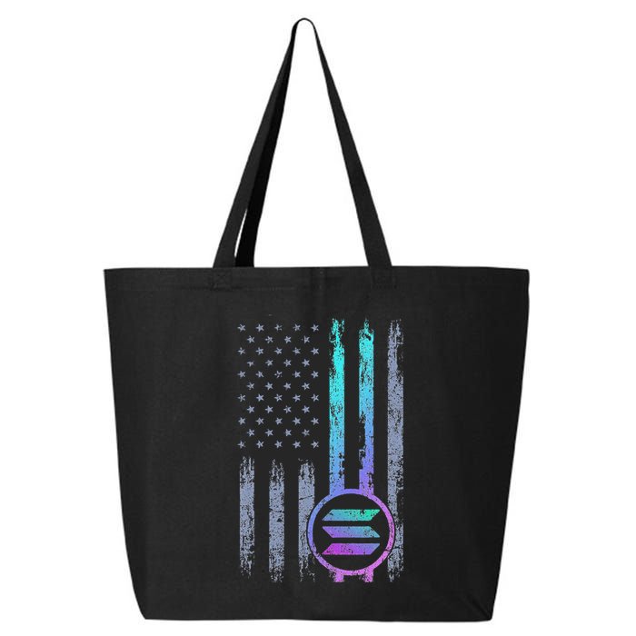 Solana Crypto Blockchain Solana Coin Distressed Usa Flag 25L Jumbo Tote