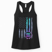 Solana Crypto Blockchain Solana Coin Distressed Usa Flag Womens Tank Top