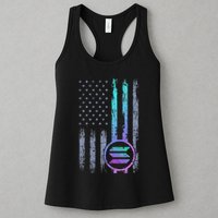 Solana Crypto Blockchain Solana Coin Distressed Usa Flag Womens Tank Top