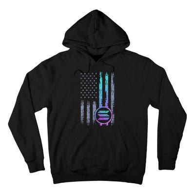 Solana Crypto Blockchain Solana Coin Distressed Usa Flag Tall Hoodie