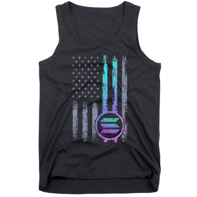 Solana Crypto Blockchain Solana Coin Distressed Usa Flag Tank Top