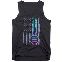 Solana Crypto Blockchain Solana Coin Distressed Usa Flag Tank Top