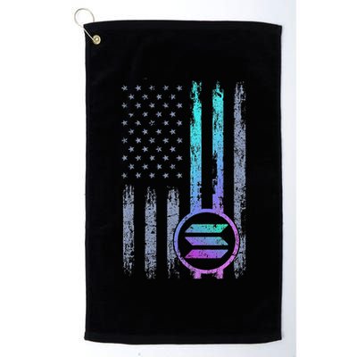 Solana Crypto Blockchain Solana Coin Distressed Usa Flag Golf Towel