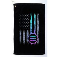 Solana Crypto Blockchain Solana Coin Distressed Usa Flag Golf Towel