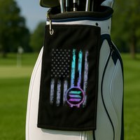 Solana Crypto Blockchain Solana Coin Distressed Usa Flag Golf Towel