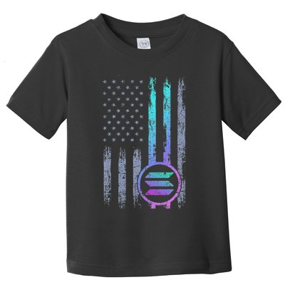 Solana Crypto Blockchain Solana Coin Distressed Usa Flag Toddler T-Shirt