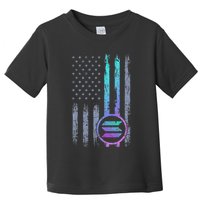 Solana Crypto Blockchain Solana Coin Distressed Usa Flag Toddler T-Shirt