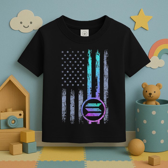 Solana Crypto Blockchain Solana Coin Distressed Usa Flag Toddler T-Shirt