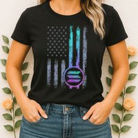 Solana Crypto Blockchain Solana Coin Distressed Usa Flag Womens T-Shirt