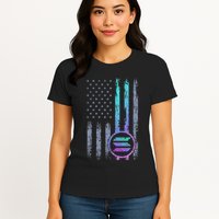 Solana Crypto Blockchain Solana Coin Distressed Usa Flag Womens T-Shirt