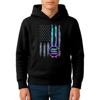 Solana Crypto Blockchain Solana Coin Distressed Usa Flag Kids Hoodie