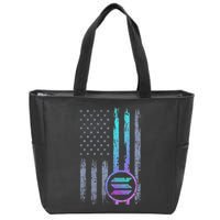 Solana Crypto Blockchain Solana Coin Distressed Usa Flag Zip Tote Bag