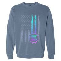 Solana Crypto Blockchain Solana Coin Distressed Usa Flag Garment-Dyed Sweatshirt