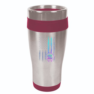 Solana Crypto Blockchain Solana Coin Distressed Usa Flag 16oz Travel Tumbler