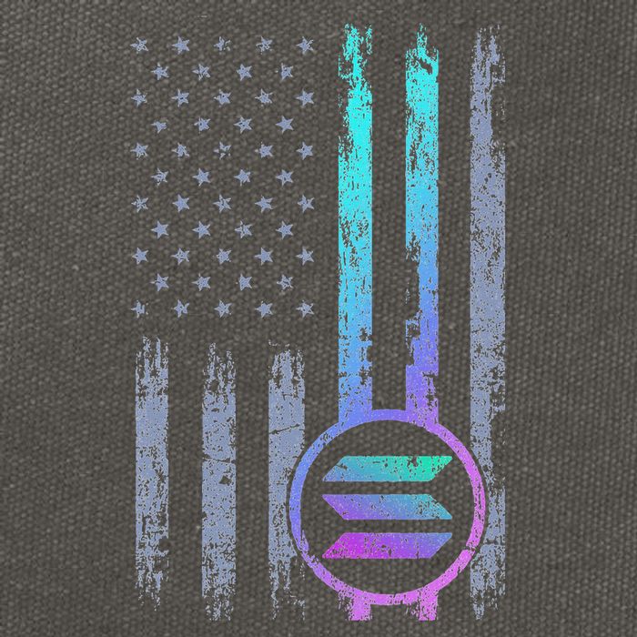 Solana Crypto Blockchain Solana Coin Distressed Usa Flag Cotton Canvas Backpack