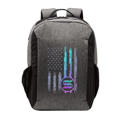 Solana Crypto Blockchain Solana Coin Distressed Usa Flag Vector Backpack