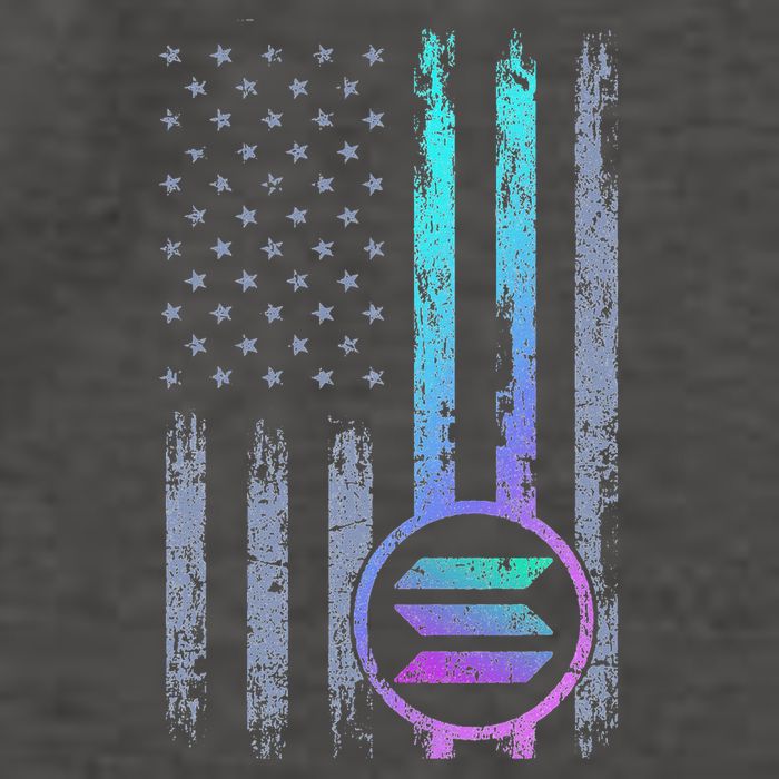 Solana Crypto Blockchain Solana Coin Distressed Usa Flag Vector Backpack