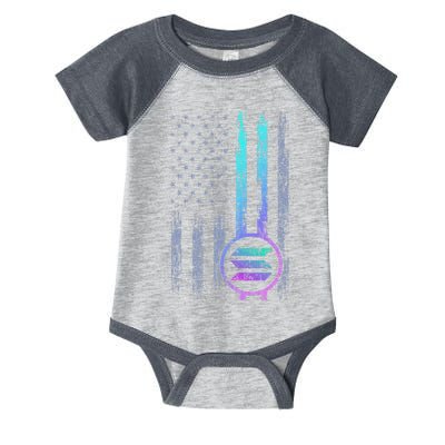 Solana Crypto Blockchain Solana Coin Distressed Usa Flag Infant Baby Jersey Bodysuit