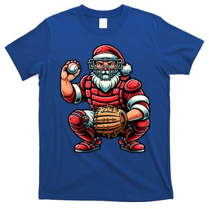 Santa Claus Baseball Catcher Xmas Christmas Gift T-Shirt