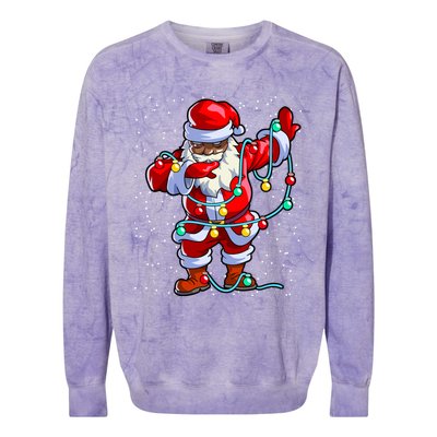 Santa Claus Black Christmas Afro African American Xmas Funny Gift Colorblast Crewneck Sweatshirt