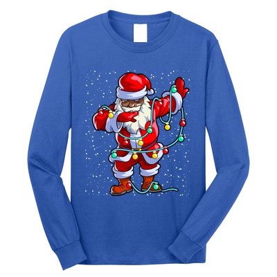 Santa Claus Black Christmas Afro African American Xmas Funny Gift Long Sleeve Shirt