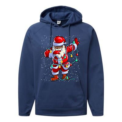 Santa Claus Black Christmas Afro African American Xmas Funny Gift Performance Fleece Hoodie