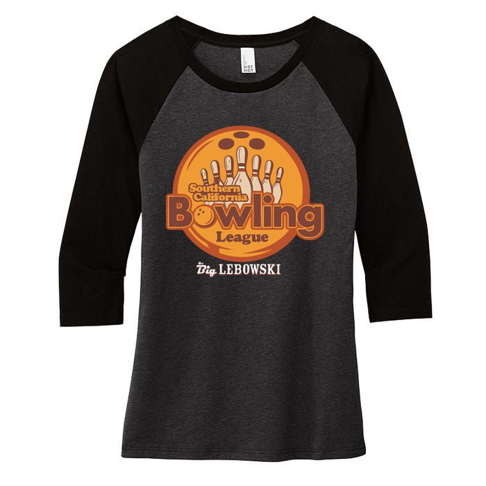 Southern California Bowling League Big Lebowski Women's Tri-Blend 3/4-Sleeve Raglan Shirt