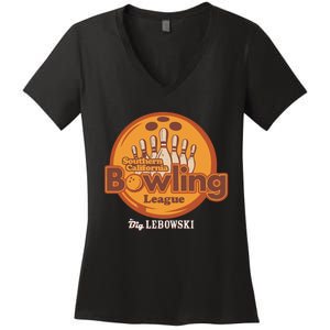 Southern California Bowling League Big Lebowski Women's V-Neck T-Shirt