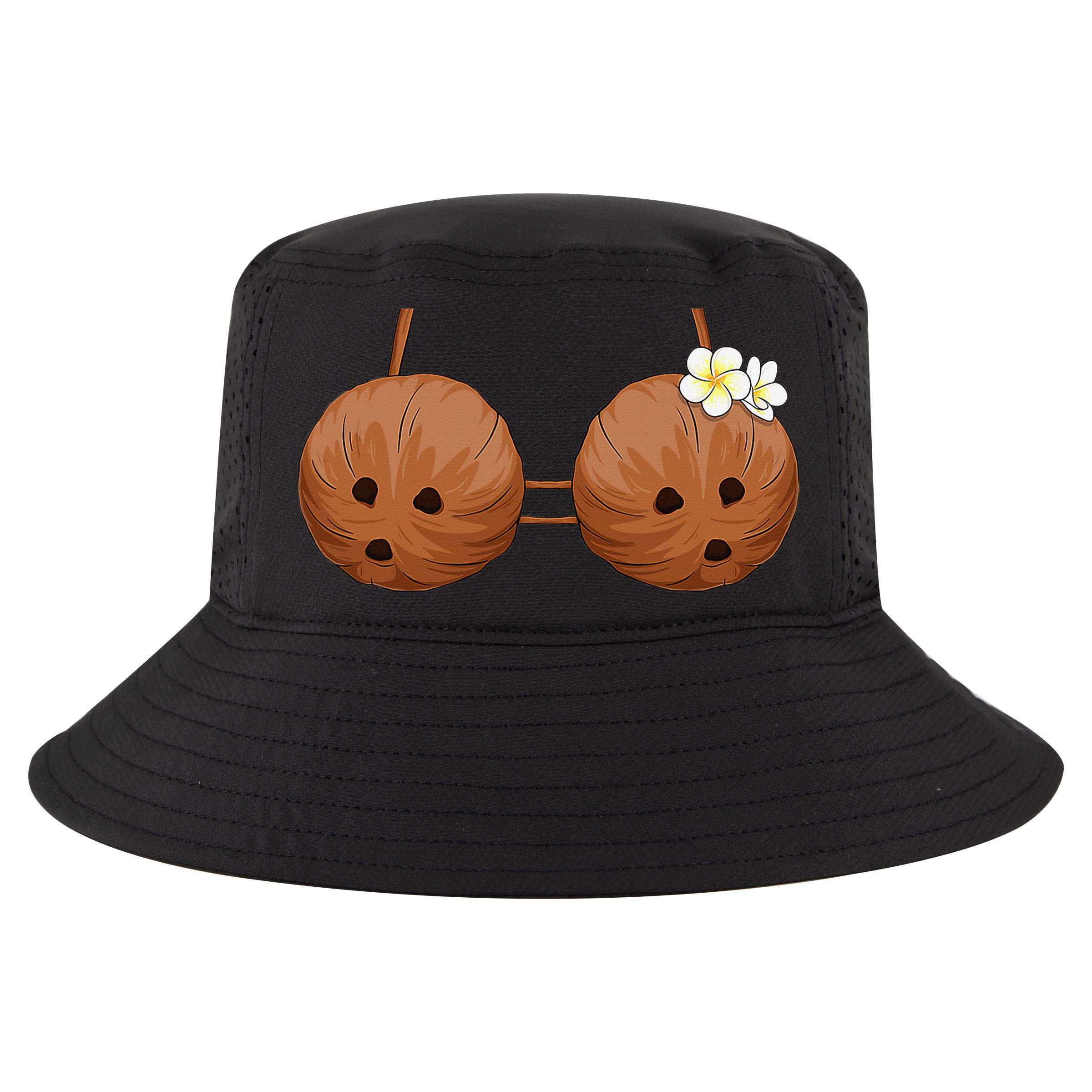 Summer Coconut Bra Halloween Costume Hawaii Aloha Beach Cool Comfort Performance Bucket Hat
