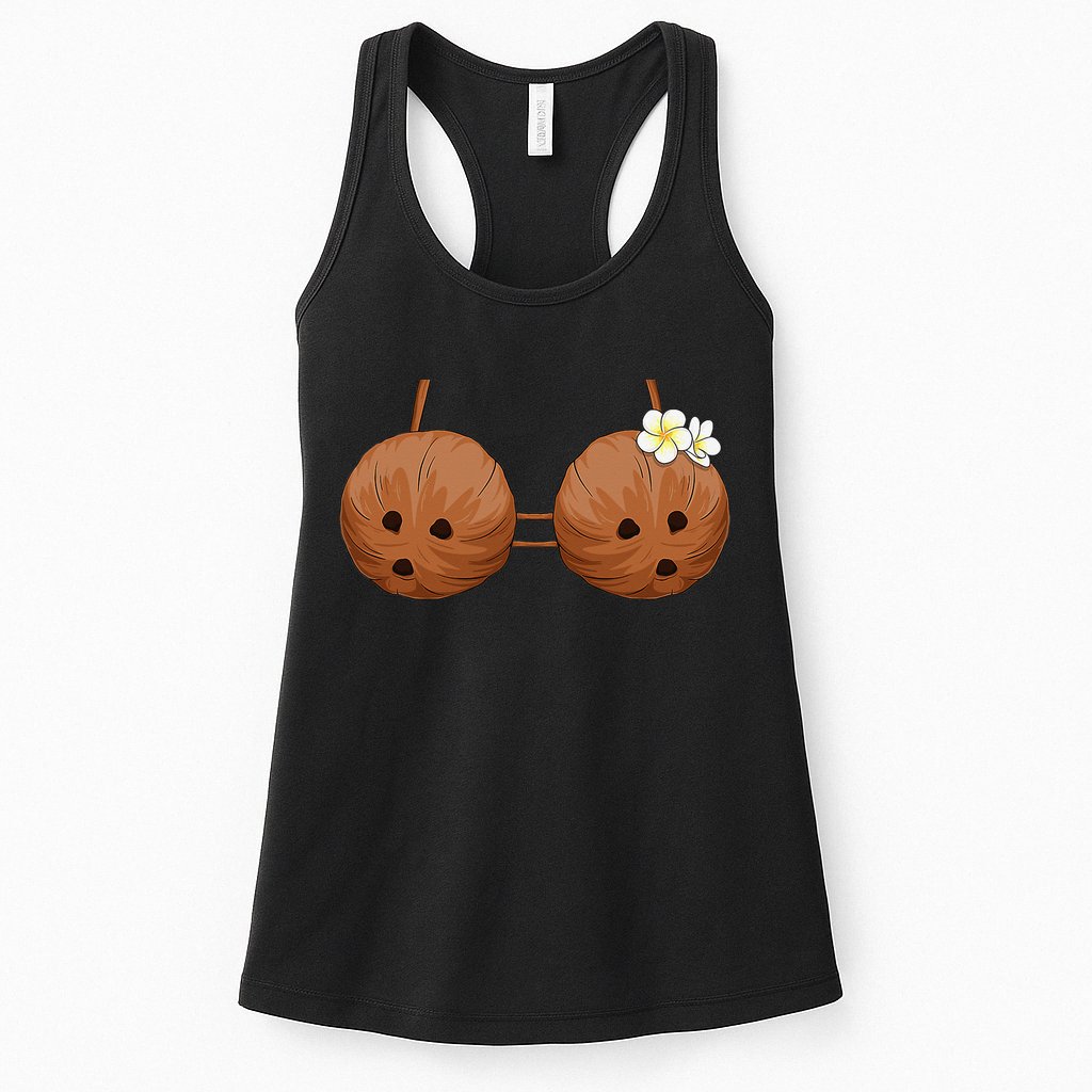 Summer Coconut Bra Halloween Costume Hawaii Aloha Beach Womens Tank Top