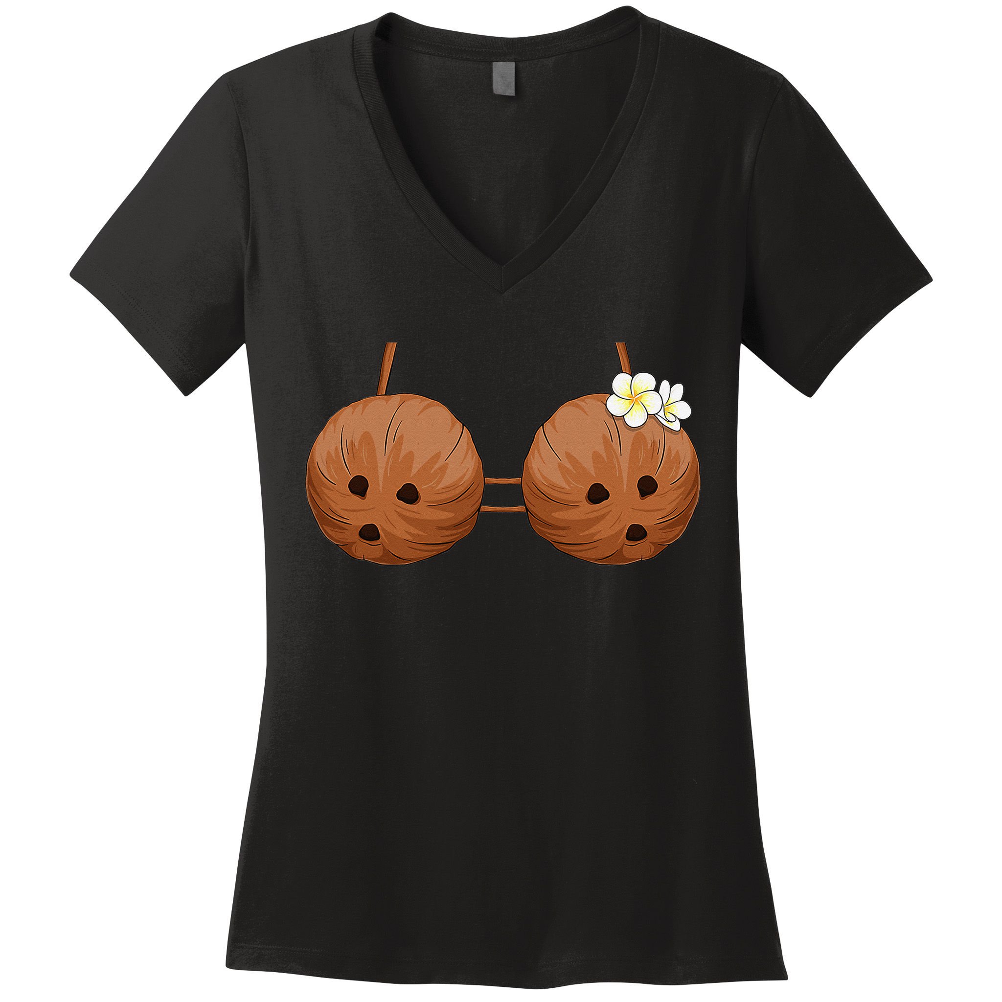 Summer Coconut Bra Halloween Costume Hawaii Aloha Beach Women's V-Neck T-Shirt