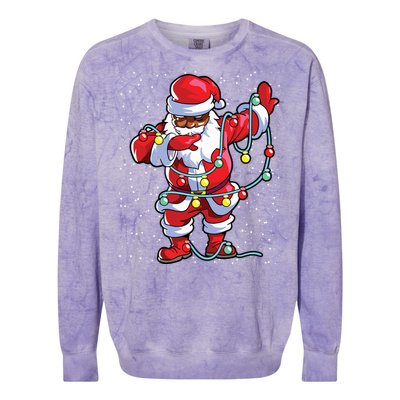 Santa Claus Black Christmas Afro African American Xmas Colorblast Crewneck Sweatshirt