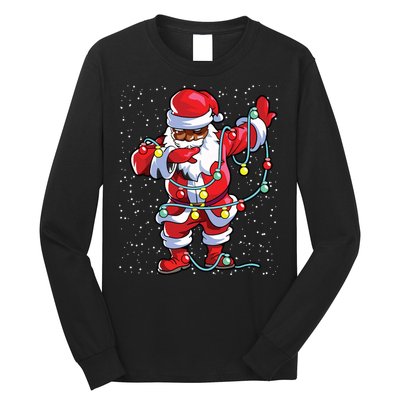 Santa Claus Black Christmas Afro African American Xmas Long Sleeve Shirt