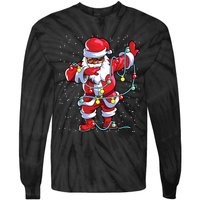 Santa Claus Black Christmas Afro African American Xmas Tie-Dye Long Sleeve Shirt