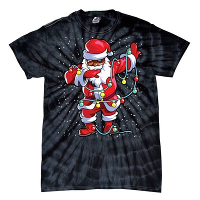 Santa Claus Black Christmas Afro African American Xmas Tie-Dye T-Shirt