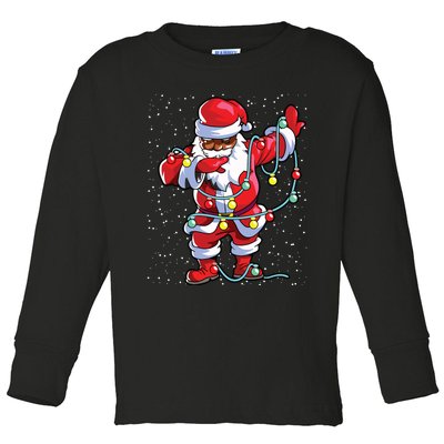 Santa Claus Black Christmas Afro African American Xmas Toddler Long Sleeve Shirt