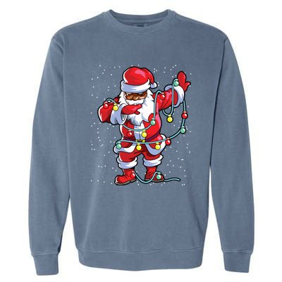 Santa Claus Black Christmas Afro African American Xmas Garment-Dyed Sweatshirt