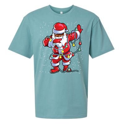 Santa Claus Black Christmas Afro African American Xmas Sueded Cloud Jersey T-Shirt