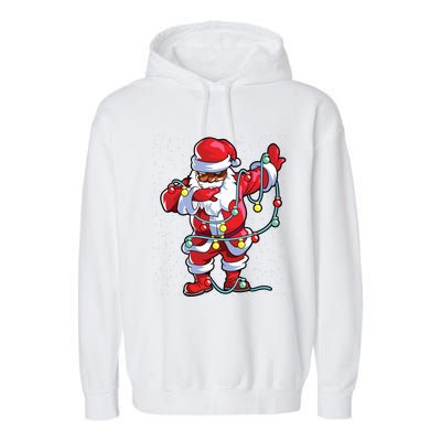 Santa Claus Black Christmas Afro African American Xmas Garment-Dyed Fleece Hoodie