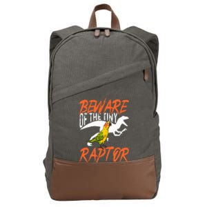 Sun Conure Beware Of The Tiny Raptor Parrot Bird Conure Cotton Canvas Backpack