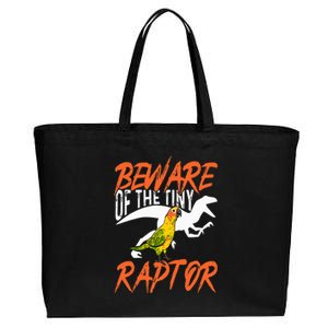 Sun Conure Beware Of The Tiny Raptor Parrot Bird Conure Cotton Canvas Jumbo Tote