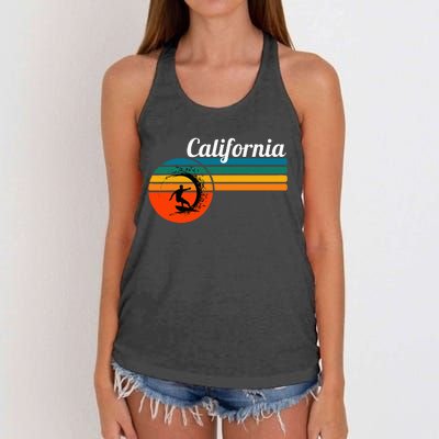 Surf California Beach Vintage Retro Surf Women's Knotted Racerback Tank