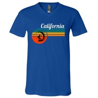 Surf California Beach Vintage Retro Surf V-Neck T-Shirt