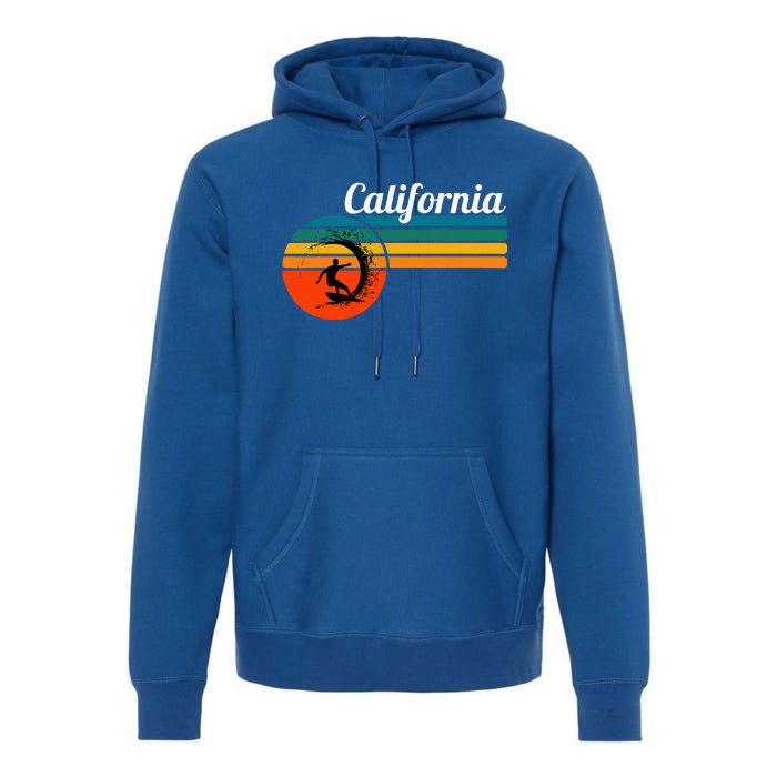 Surf California Beach Vintage Retro Surf Premium Hoodie