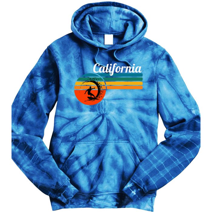 Surf California Beach Vintage Retro Surf Tie Dye Hoodie