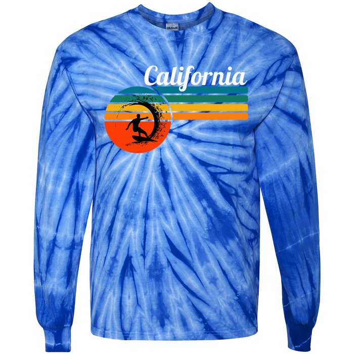 Surf California Beach Vintage Retro Surf Tie-Dye Long Sleeve Shirt