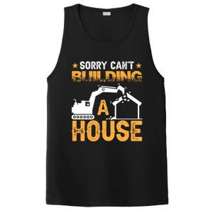 Sorry Cant Building A House Construction Worker Funny Gift PosiCharge Competitor Tank