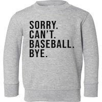Sorry Cant Baseball Bye Funny Baseball Lover Game Day Vibes Toddler Sweatshirt