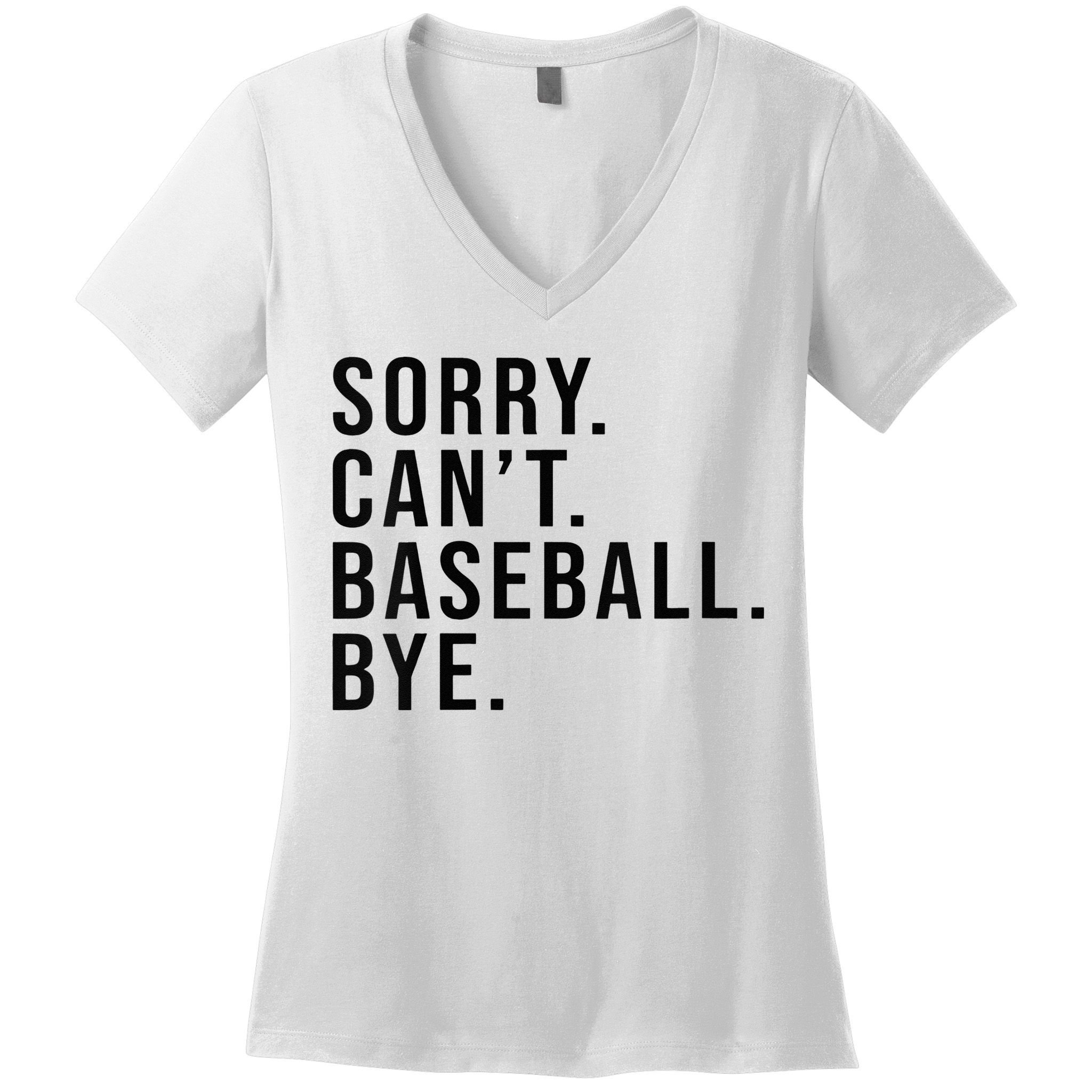 Sorry Cant Baseball Bye Funny Baseball Lover Game Day Vibes Women's V-Neck T-Shirt